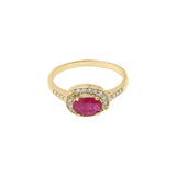 Natural Oval Shaped Ruby and Diamond Ring 14k White Gold Handmade Ring For Womens