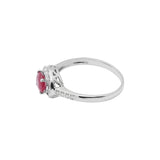 Natural Oval Shaped Ruby and Diamond Ring 14k White Gold Handmade Ring For Womens