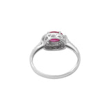 Natural Oval Shaped Ruby and Diamond Ring 14k White Gold Handmade Ring For Womens