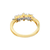 Natural Round Cut Ruby Gemstone and Diamond 18k Yellow Gold Floral Ring