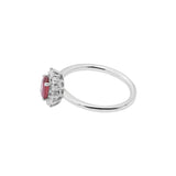 18k White Gold Natural Ruby Gemstone With Diamond Classy Ring For Womens