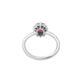 18k White Gold Natural Ruby Gemstone With Diamond Classy Ring For Womens