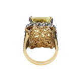 Natural Lemon Quartz and Diamond 925 Sterling Silver Gold Plated Ring