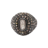 Designer Polki Diamond 925 Sterling Silver Gold Plated Ring