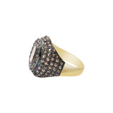 Designer Polki Diamond 925 Sterling Silver Gold Plated Ring