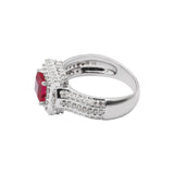 Designer 18k White Gold Natural Ruby Square Cut Gemstone With Diamond Ring For Women & Mens