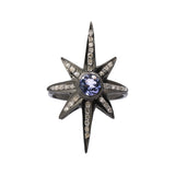 Black Rhodium Natural Star Tanzanite and Diamond 925 Silver Ring