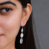 925 Sterling Silver Hippie Style Hammered Style Long Earrings