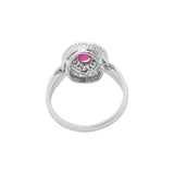 Oval Shaped Natural Ruby Gemstone and Diamond 14k White Gold Luxurious Ring