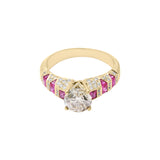 Natural Ruby Gemstone and Diamond 14k White Gold Partiwear Ring For Womens