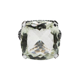 Natural Green Amethyst Gemstone and Green Diamond 925 Sterling Silver Ring