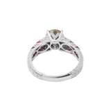 Natural Ruby Gemstone and Diamond 14k White Gold Partiwear Ring For Womens
