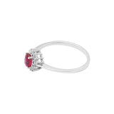 Handmade Natural Ruby Oval Cut Gemstone and Diamond 18k White Gold Ring For Womens