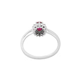 Handmade Natural Ruby Oval Cut Gemstone and Diamond 18k White Gold Ring For Womens