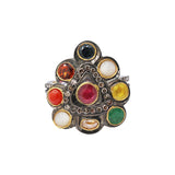 Natural Ruby, Diamond and Multi Stone Gemstone 925 Sterling Silver Plated Ring