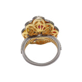 Natural Ruby, Diamond and Multi Stone Gemstone 925 Sterling Silver Plated Ring