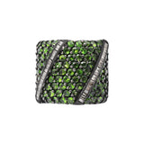 Natural Tsavorite Gemstone and Diamond 925 Sterling Silver Black Rhodium Plated Ring