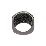 Natural Tsavorite Gemstone and Diamond 925 Sterling Silver Black Rhodium Plated Ring