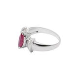 Designer Natural Ruby Marquise Cut Gemstone and Diamond 14k White Gold Handmade Ring For Women