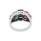 Natural Sapphire, Ruby and Emerald Gemstone 925 Sterling Silver Ring