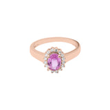 High Quality Oval Shaped Natural Ruby Gemstone and Diamond 18k White Gold Ring For Her