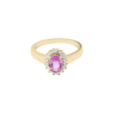 High Quality Oval Shaped Natural Ruby Gemstone and Diamond 18k White Gold Ring For Her