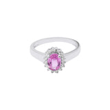 High Quality Oval Shaped Natural Ruby Gemstone and Diamond 18k White Gold Ring For Her