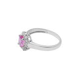 High Quality Oval Shaped Natural Ruby Gemstone and Diamond 18k White Gold Ring For Her