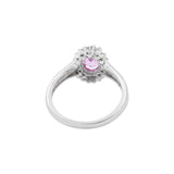 High Quality Oval Shaped Natural Ruby Gemstone and Diamond 18k White Gold Ring For Her