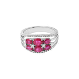 Beautiful Handmade Oval Shaped Precious Ruby and Diamond 18k White Gold Ring For Womens