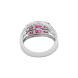 Beautiful Handmade Oval Shaped Precious Ruby and Diamond 18k White Gold Ring For Womens