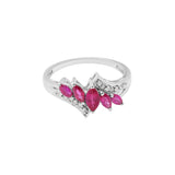 Classy Natural Ruby Gemstone and Diamond 18k White Gold Designer Ring For Womens
