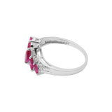 Classy Natural Ruby Gemstone and Diamond 18k White Gold Designer Ring For Womens