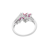 Classy Natural Ruby Gemstone and Diamond 18k White Gold Designer Ring For Womens