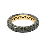 Natural Green Diamond 925 Sterling Silver Gold Plated Band Ring