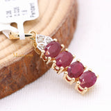 Natural Ruby Gemstone With Diamond Pendant 14k Yellow Gold
