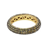 925 Sterling Silver Natural Yellow Sapphire Gold Plated Birthstone Band Ring