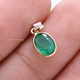 14k Yellow Gold Natural Emerald Gemstone Pendant