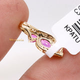 Designer Natural Ruby Gemstone With Diamond Pendant 14k Yellow Gold