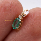 Natural Emerald Gemstone With Diamond Pendant 14k Yellow Gold Jewelry