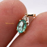 Natural Emerald Gemstone With Diamond Pendant 14k Yellow Gold Jewelry