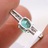 Natural Emerald Gemstone With Diamond Pendant 18k White Gold Jewelry