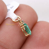 Natural Emerald Gemstone With Diamond Pendant 14k Yellow Gold Jewelry
