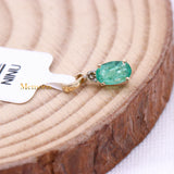 Natural Emerald Gemstone With Diamond Pendant 14k Yellow Gold Jewelry