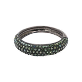 925 Sterling Silver Green Diamond Band Black Rhodium Plated Ring