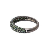 925 Sterling Silver Green Diamond Band Black Rhodium Plated Ring