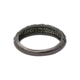 925 Sterling Silver Green Diamond Band Black Rhodium Plated Ring