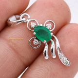 Designer Natural Emerald Gemstone With Diamond Unique Pendant 18k White Gold Jewelry