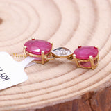 Natural Ruby Gemstone With Diamond Pendant 14k Yellow Gold