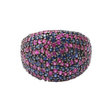 Natural Ruby and Sapphire Gemstone 925 Sterling Silver Black Rhodium Ring